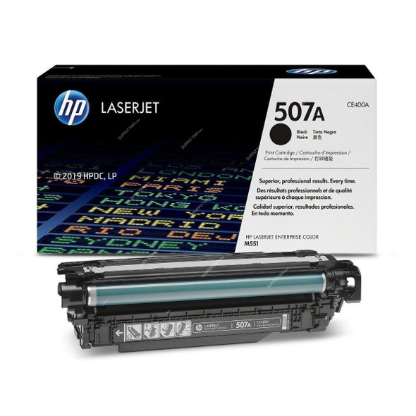 HP Original LaserJet Toner Cartridge, CE400A, 507A, Black