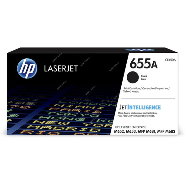 HP Original LaserJet Toner Cartridge, CF450A, 655A, Black