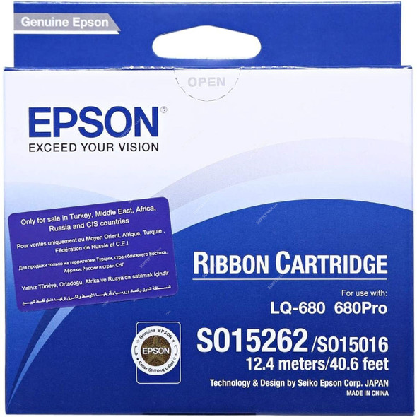 Epson Ribbon Cartridge, SO15016, 12.4 Mtrs, Black