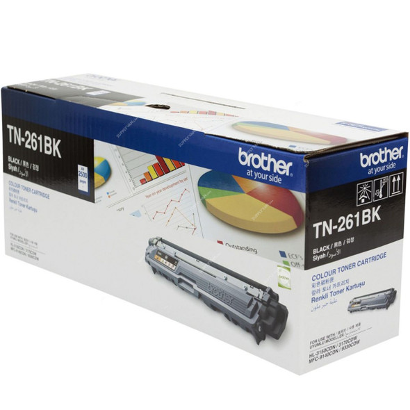 Brother Toner Cartridge, TN-261BK, 2500 Pages, Black