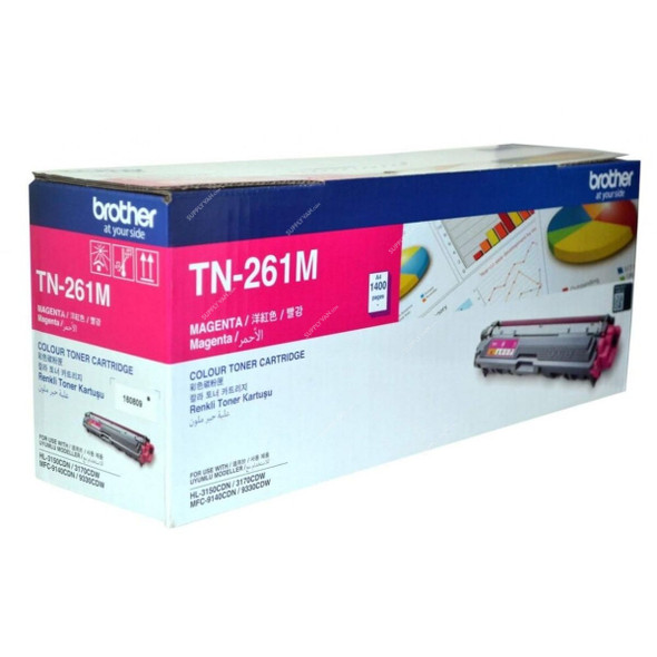 Brother Toner Cartridge, TN-261M, 1400 Pages, Magenta