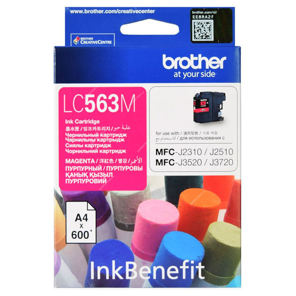 Brother Ink Cartridge, LC563M, 600 Pages, Magenta