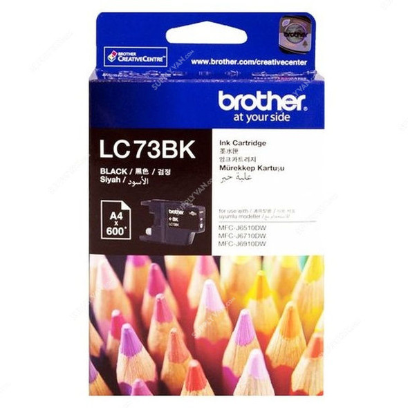 Brother Ink Cartridge, LC73BK, 600 Pages, Black