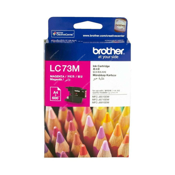 Brother Ink Cartridge, LC73M, 600 Pages, Magenta