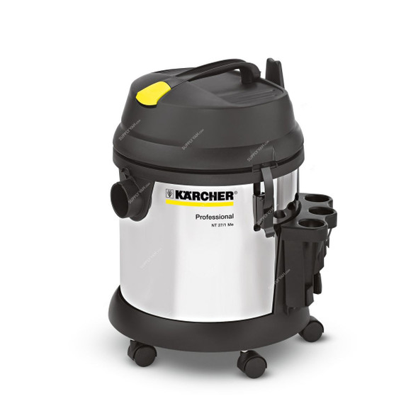 Karcher NT 27/1 Me Wet and Dry Vacuum Cleaner, 14281000, 200 Mbar, 1380W, 27 Ltrs Tank Capacity, Silver/Black