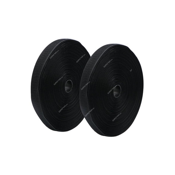 Double Sided Velcro Tape, 25MM x 20 Mtrs, Nylon, Black
