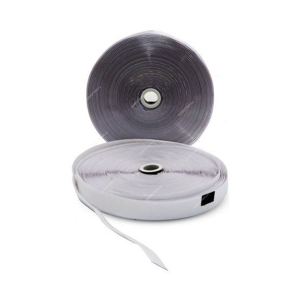 Double Sided Velcro Adhesive Tape, 25MM x 20 Mtrs, Nylon, White