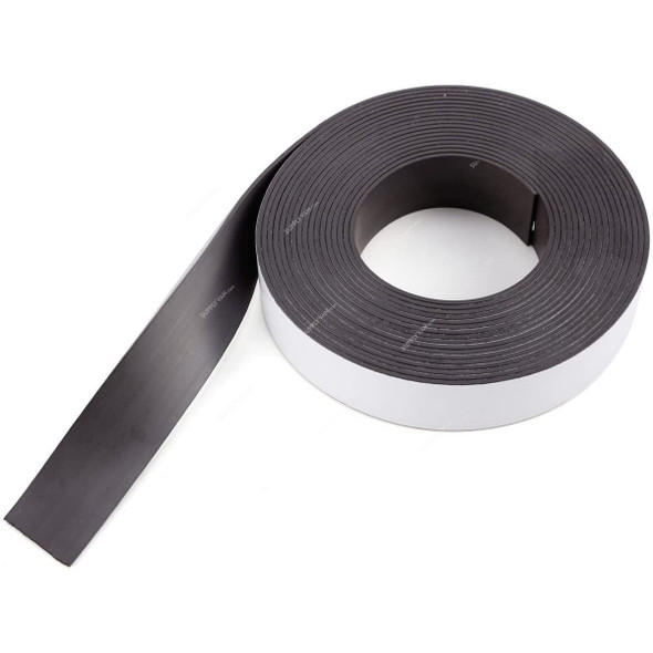 Self Adhesive Magnet Tape, 25MM x 5 Mtrs, Rubber, Black
