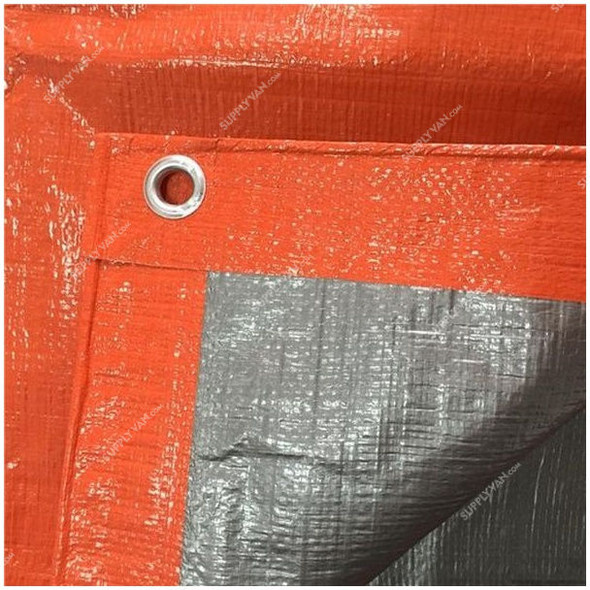 Tarpaulin Sheet, Plastic, 60 x 60 Feet, Orange/Silver