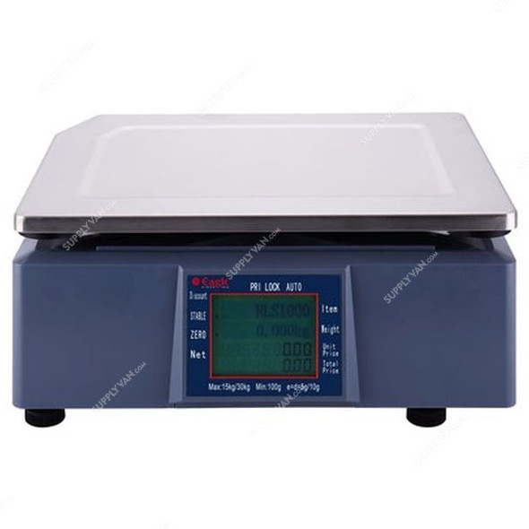 Eagle Rear Type Barcode Label Printing Weighing Scale, T30-EBR-Rear, 30 Kg, Blue/Silver