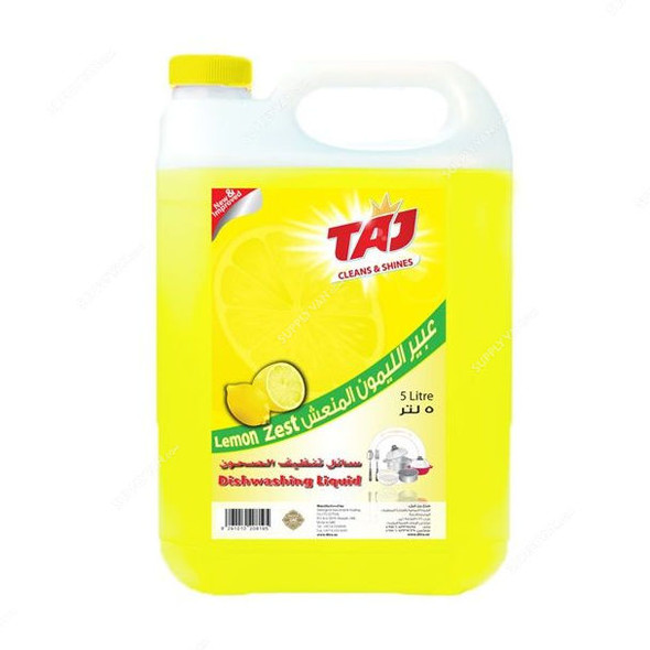 Taj Dishwashing Liquid, Lemon, 5 Ltrs, 4 Pcs/Pack