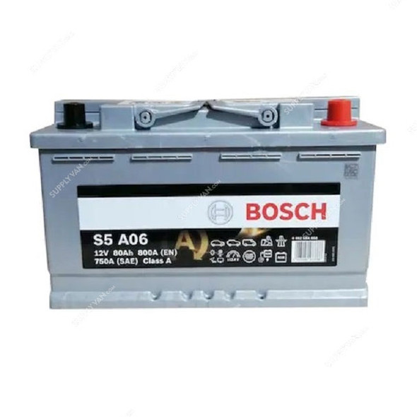Bosch S5 A06 Starter Battery, 0092S5A060, 12V, 80Ah, 800A