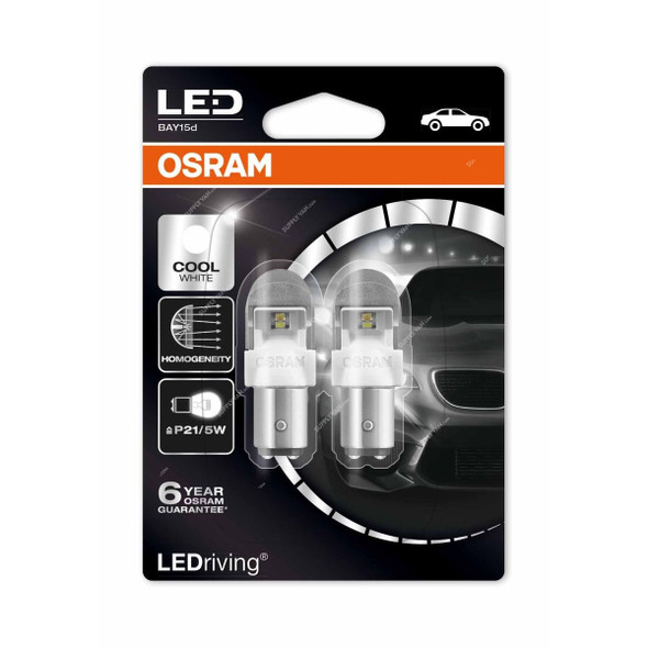 Osram LEDriving P21/5W Retrofit Indicator Light, 1557CW-02B, BAY15d, 12V, 2/0.4W, 2 Pcs/Pack