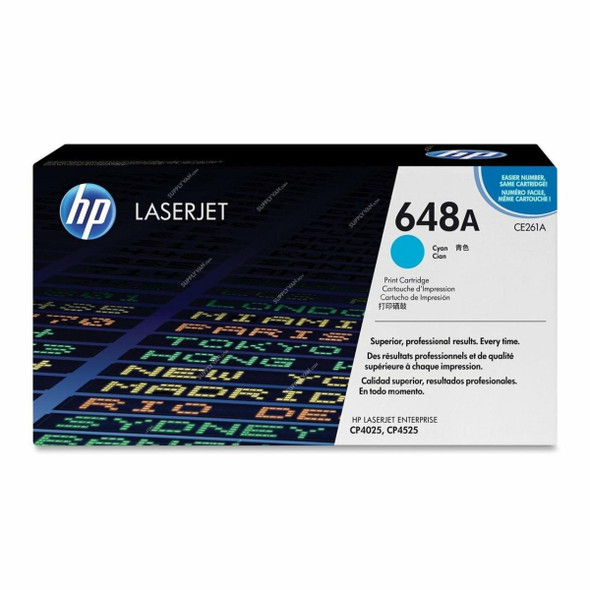 HP Original LaserJet Toner Cartridge, CE261A, 648A, Cyan