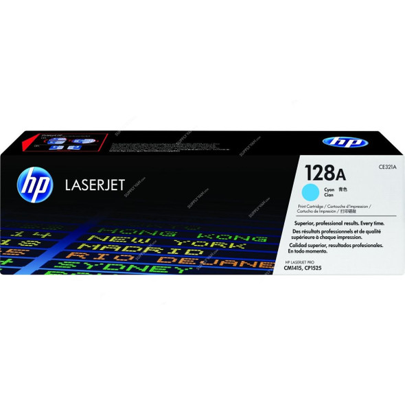 HP Original LaserJet Toner Cartridge, CE321A, 128A, Cyan