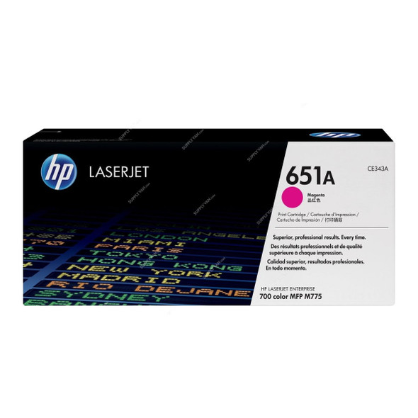 HP Original LaserJet Toner Cartridge, CE343A, 651A, Magenta