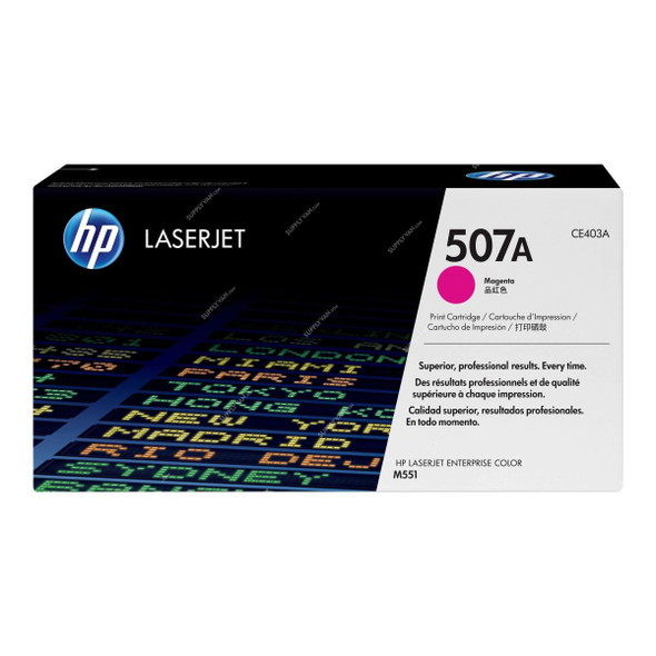 HP Original LaserJet Toner Cartridge, CE403A, 507A, Magenta