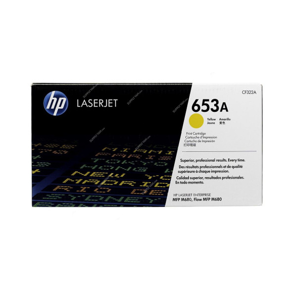 HP Original LaserJet Toner Cartridge, CF322A, 653A, Yellow