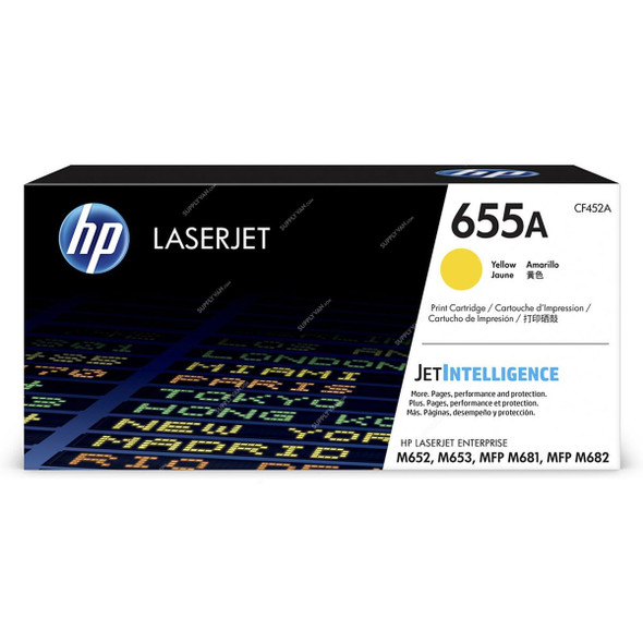 HP Original LaserJet Toner Cartridge, CF452A, 655A, Yellow