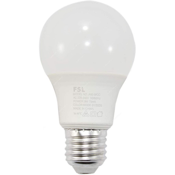 Fsl LED Bulb, A60, 9W, E27, 6500K, Cool White