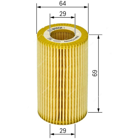 Bosch P9249 Element Oil Filter, BSB1457429249, 69MM Length, 64MM Outside Dia