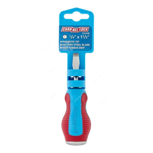 Channellock Code Blue Slotted Screwdriver, CL-S141CB, 1/4 x 1.5 Inch