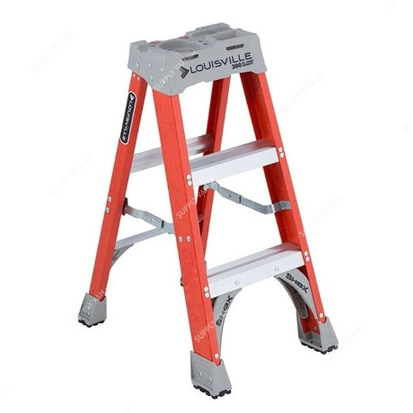 Louisville Step Stool Ladder, FS1503, Fiberglass, 2 Sides, 3 Foot, 136 Kg Weight Capacity