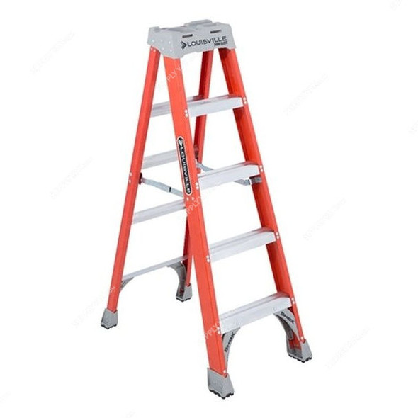 Louisville Step Ladder, FS1505, Fiberglass, 2 Sides, 5 Foot, 136 Kg Weight Capacity