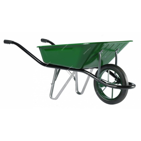 Haemmerlin Cargo Medium Painted Solid Wheel Barrow With Bearings, 100 Ltrs, Green