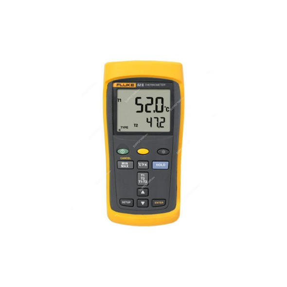 Fluke Dual Probe Digital Thermometer, 52-II, 0 to 1767 Deg.C