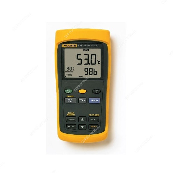 Fluke Single Input Digital Thermometer, 53-II-B, 50Hz, 0 to 1767 Deg.C