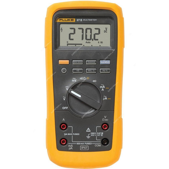 Fluke Rugged Digital Multimeter, 27II-EUR, 10A, 1000V