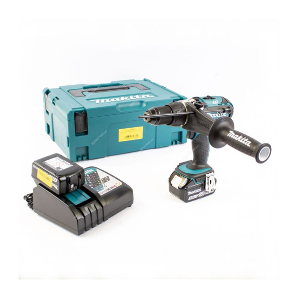 Makita Cordless Hammer Drill, DHP451RTJ, 2x 5.0Ah Battery, 1x 18V Charger, 13MM