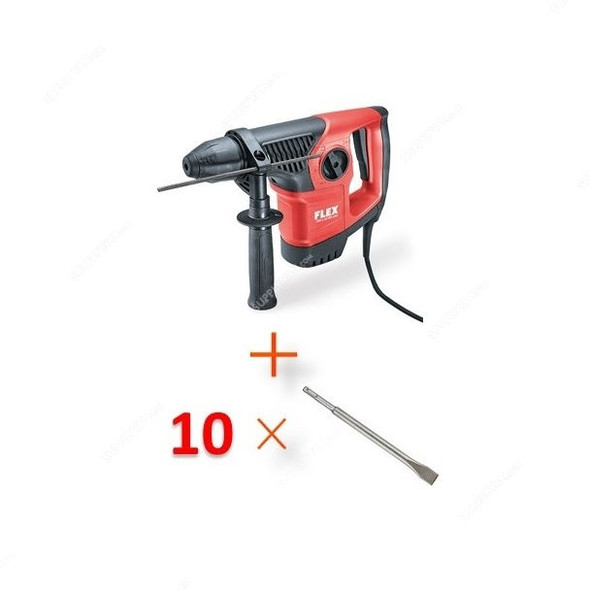 Flex 4 Kg Rotary Hammer Drill With 10 Pcs 400MM SDS-Plus Flat Chisel, CHE-4-32-Set, 900W