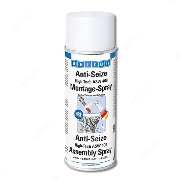 Weicon Anti-Seize High-Tech Assembly Spray, 27050400, 400GM