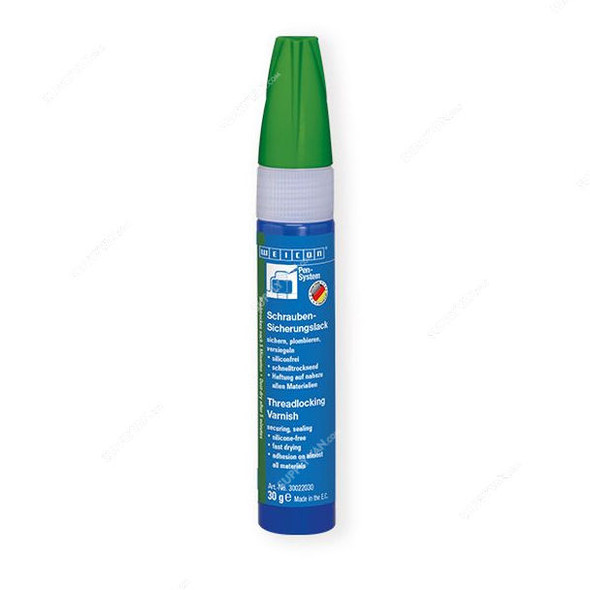 Weicon Threadlocking Varnish, 30022030, 30GM, Green