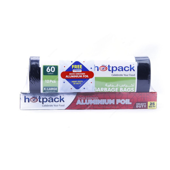 Hotpack Garbage Bag With Aluminium Foil, OPGBR95120AF25SQFT, 95 x 120CM, 15 Rolls/Pack