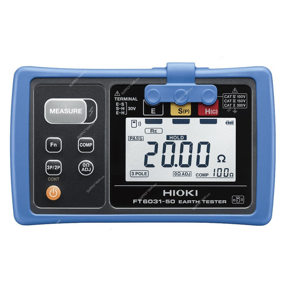 Hioki Digital Earth Tester, FT6031-50, 20-2000Ohm, Blue