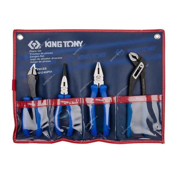 Kingtony European Type Plier Set, 42124GP01, 4 Pcs/Set