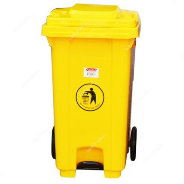 Brooks Pedal Waste Bin, BKS-PDL-087, 100 Ltrs, HDPE, Yellow