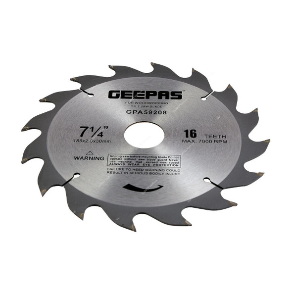 Geepas Professional Circular Saw Blade, GPA59208, 185x30MM, 16 Teeth
