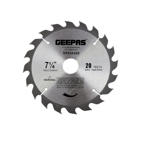 Geepas Professional Circular Saw Blade, GPA59209, 185x30MM, 20 Teeth