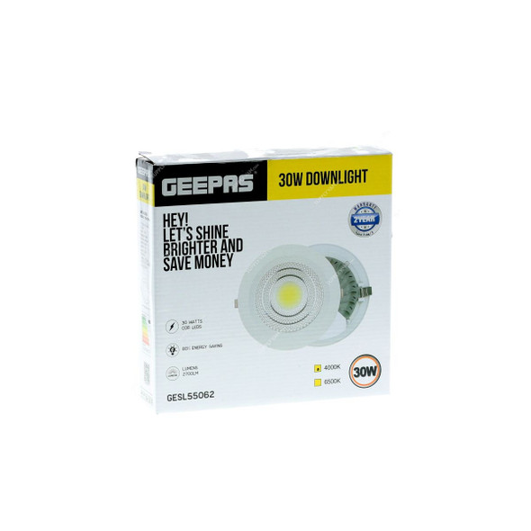 Geepas Round Slim LED Downlight, GESL55062, 30W, 6500K, Cool Daylight