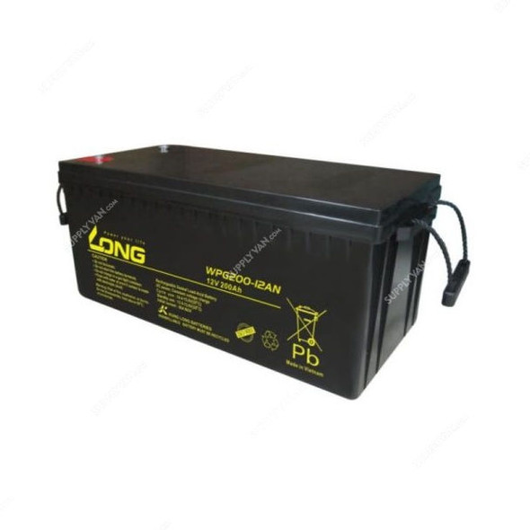 Long Rechargeable Sealed Lead Acid Battery, WPG200-12AN, 12V, 200Ah/20 Hr