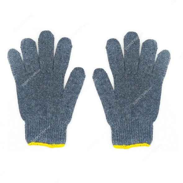 Cotton Yarn Gloves, G46, Grey, 12 Pairs/Pack