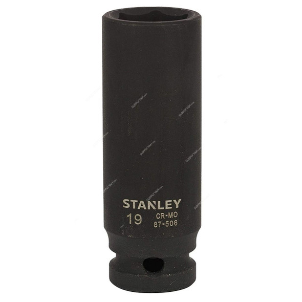 Stanley 6 Point Impact Deep Socket, STMT87506-8B, 1/2 Inch Drive, 19MM