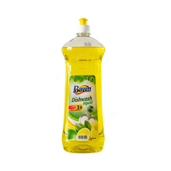 Bawn Dishwash Liquid, Lemon Fragrance, 1 Ltr, 12 Pcs/Carton