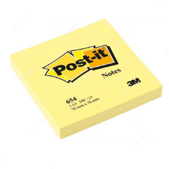 Post-It Super Sticky Notes, 3 x 3 Inch, Yellow, 654 Sheets/Carton