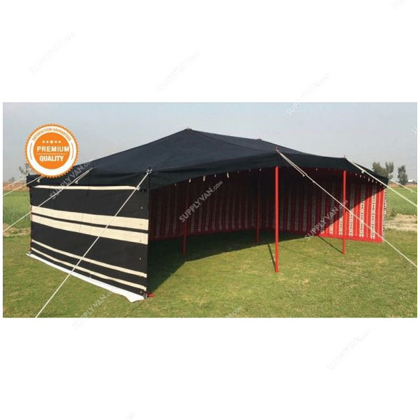 Arabic Deluxe Tent, AMT-124, Iron Stick, 8 x 5 Yards, Black/White