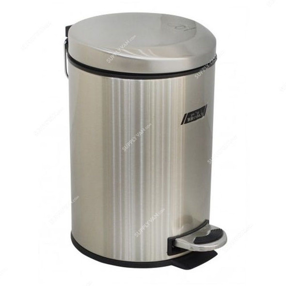 Brooks Pedal Bin With Moon Lid, BKS-SS-274, Stainless Steel, 3 Ltrs, Silver